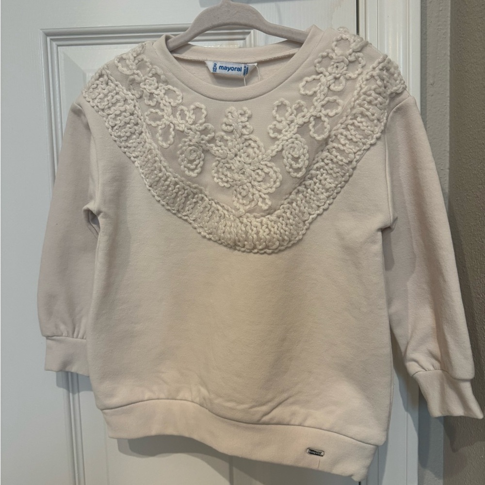 Mayoral Ivory Floral Knit Sweatshirt